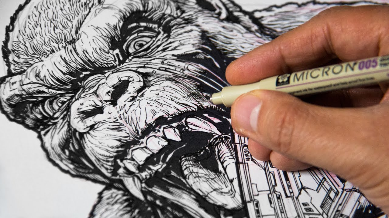 Drawing KING KONG vs GODZILLA vs PACIFIC RIM - The Most Detailed Drawing Ever...
