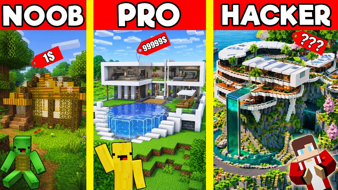 FROM POOR TO MILLIONAIRE HOUSE Build Battle In Minecraft - NOOB VS PRO CHALLENGE Maizen Mizen Parody
