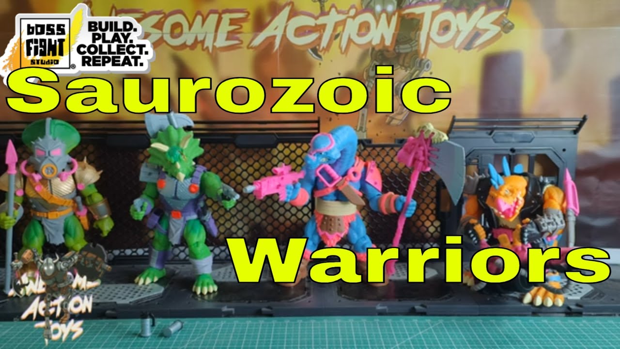 Boss Fight Studio Saurozoic Warriors - Triax Skiver, Range Brakhion, & Mars Ossis action figures.