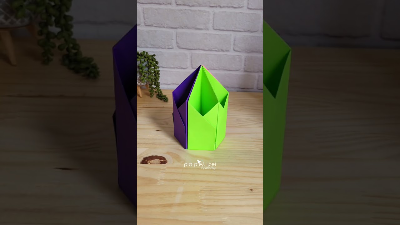 COMO FAZER UM PORTA CANETAS DE PAPEL MARAVILHOSO | ORIGAMI |#shorts
