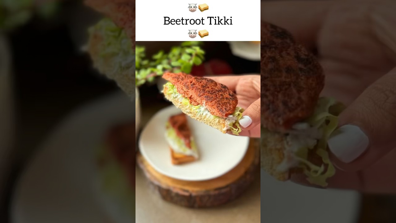High protein veg lunch: Beetroot Tikki 