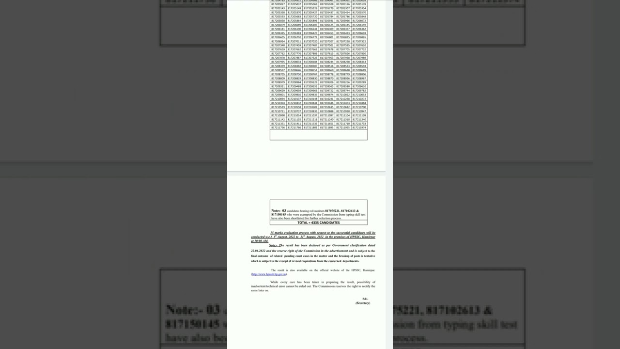 hpssc result JOA post code 817