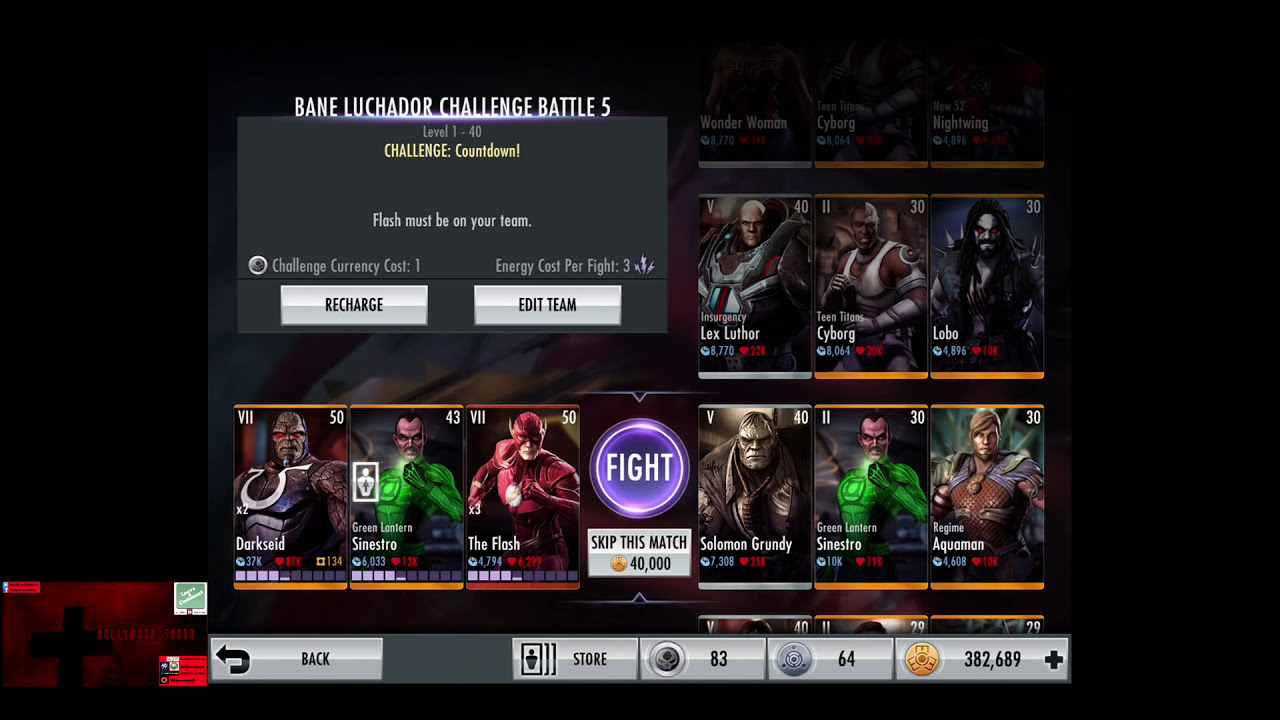 Injustice Gods Among Us iOS Испытание Лучадор Бейн Битва 5 Эксперт