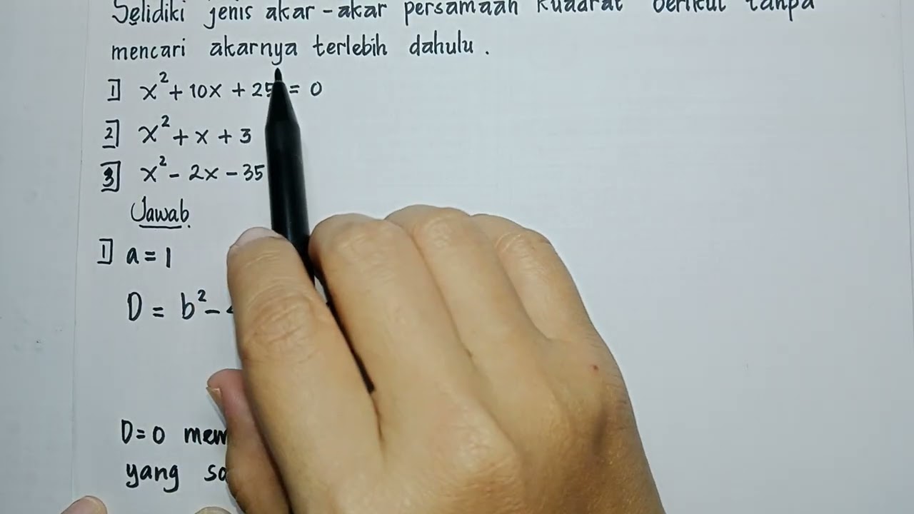Jenis Akar Persamaan Kuadrat berdasarkan Diskriminan #matematika #maths 