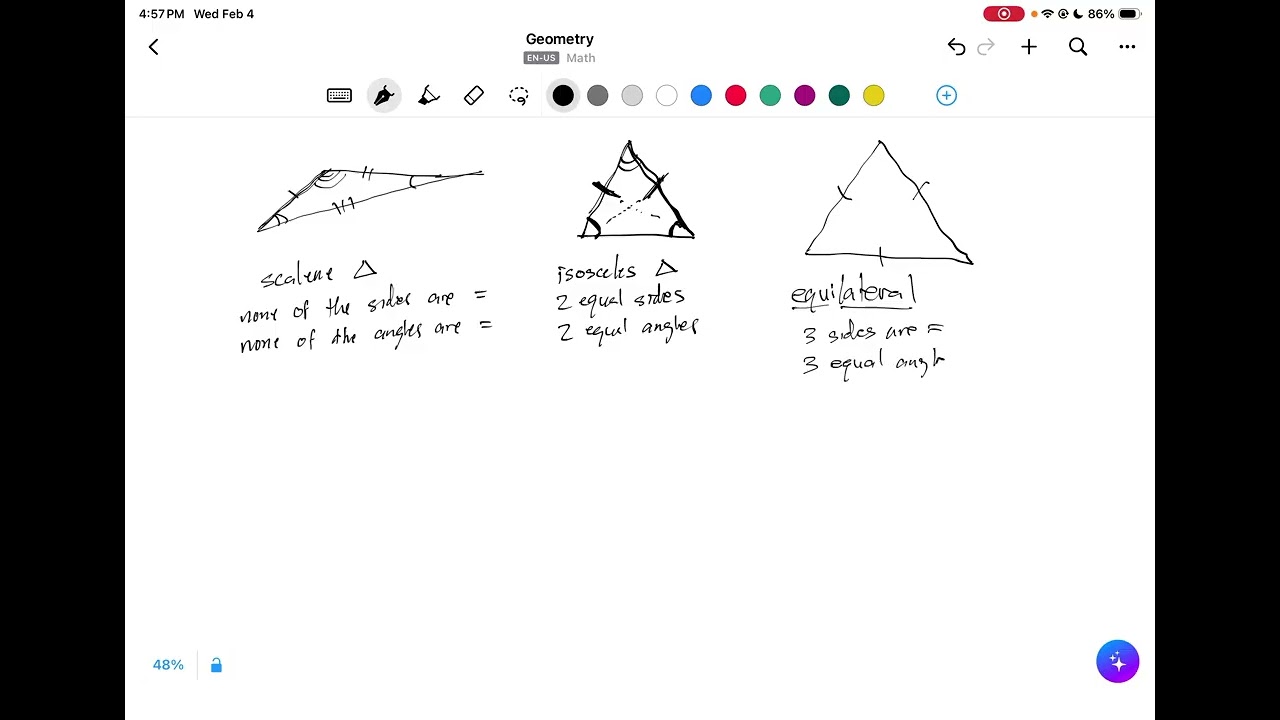 Vocabulary for types of triangles