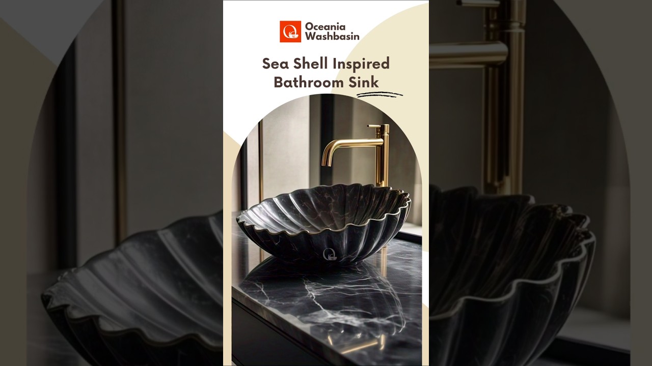 Sea Shell Inspired Washbasin by Oceania, Marble Sink, Luxury Bathroom #interiordesign #interiordecor