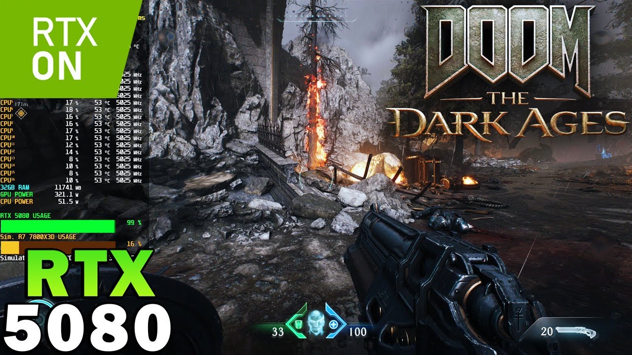 DOOM: The Dark Ages | RTX 5080 | Sim. R7 7800X3D | 4K - 1440p - 1080p | Ultra Nightmare Settings