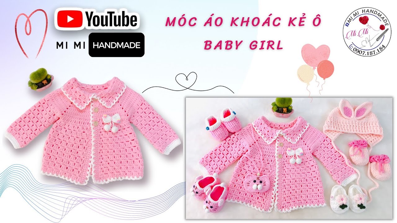 Móc Áo Khoác Kẻ Ô Cho Bé 0-6 Tuổi 👶 | Crochet Checked Cardigan with Square Neck | Mimi Handmade