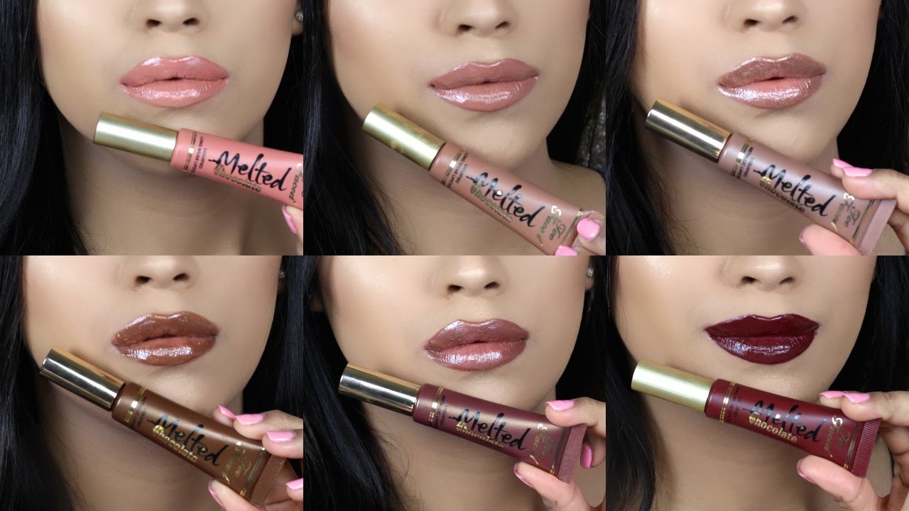 NEW Toofaced Melted Chocolate Liquified Metallic Lipstick SWATCHES