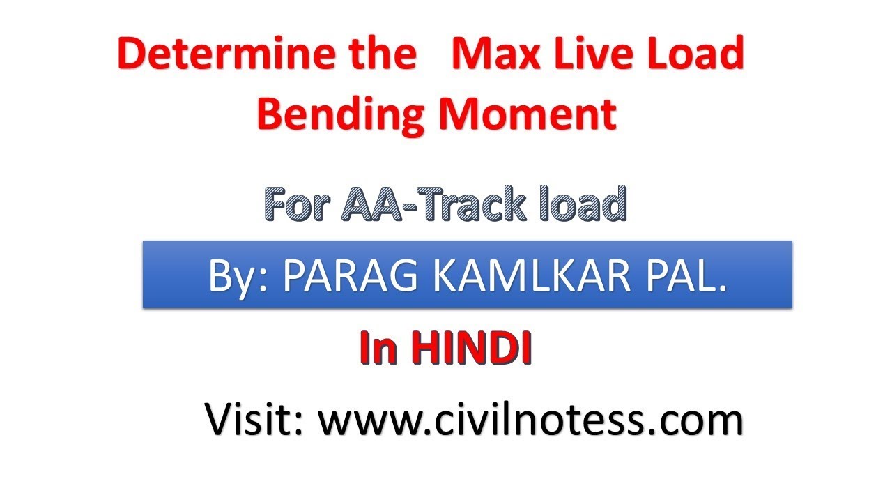 Determine live load bending moment for IRC AA-Track load for BRIDGE by PARAG PAL
