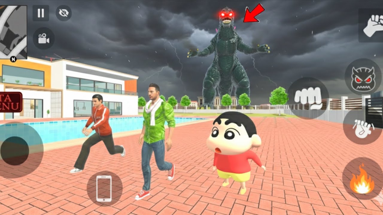 Franklin Aur Shinchan Ki City Mein Monster Godzilla Ne Machaya Tabahi! | Indian Theft Auto Simulator