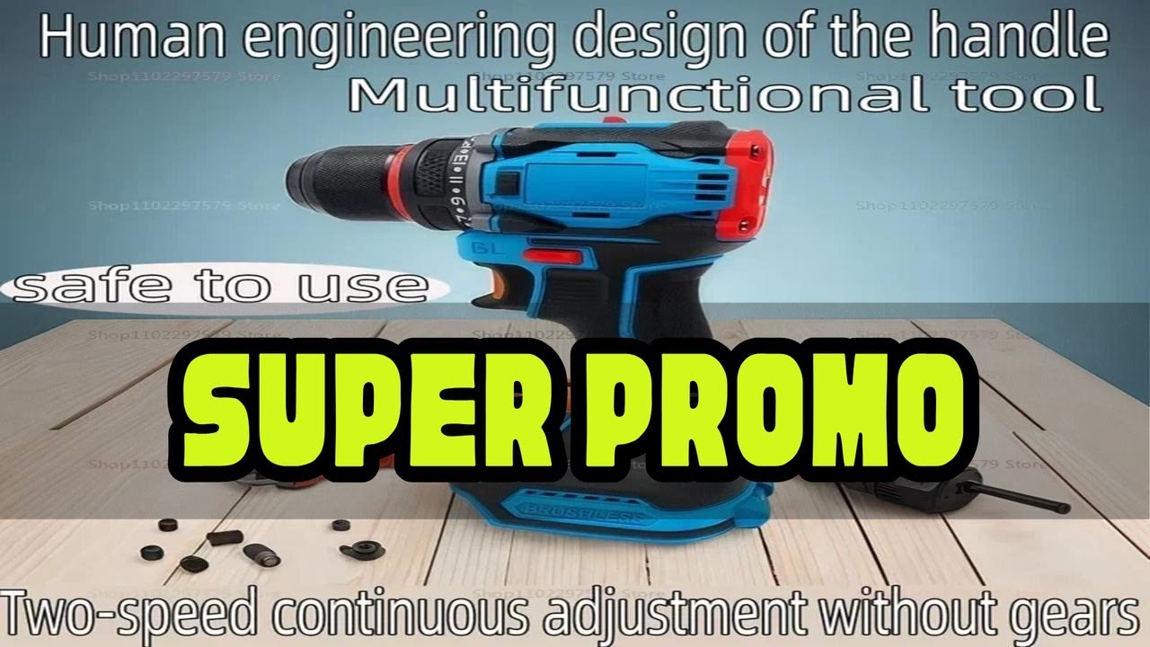 Brushless Cordless Electric Drill and Screwdriver 2-Speed Impact Power Tool for Home DIY and Profes