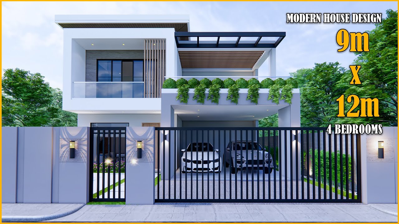 House Design | Modern House 2 Storey  | 9m x 12m with 4 Bedrooms