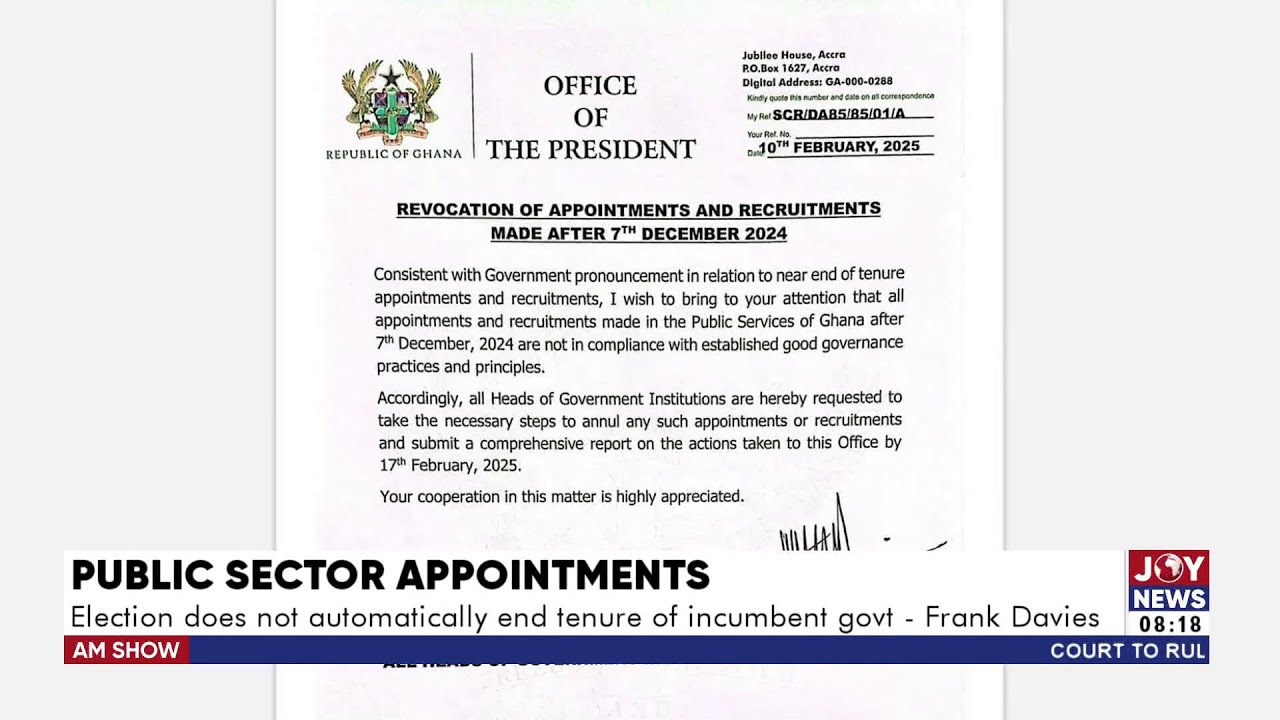 Public Sector Appointments: Chief of Staff annuls recruitment made after Dec 7 election |Big Stories