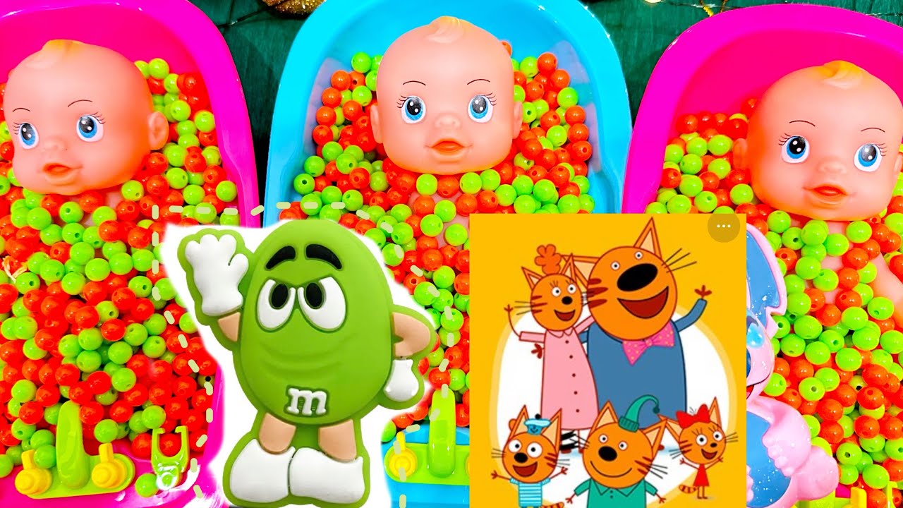 12 Minutes Satisfying with Full of 3 Rainbow BathTubs Candy with M&M's & Magic Slime Cutting Video 6