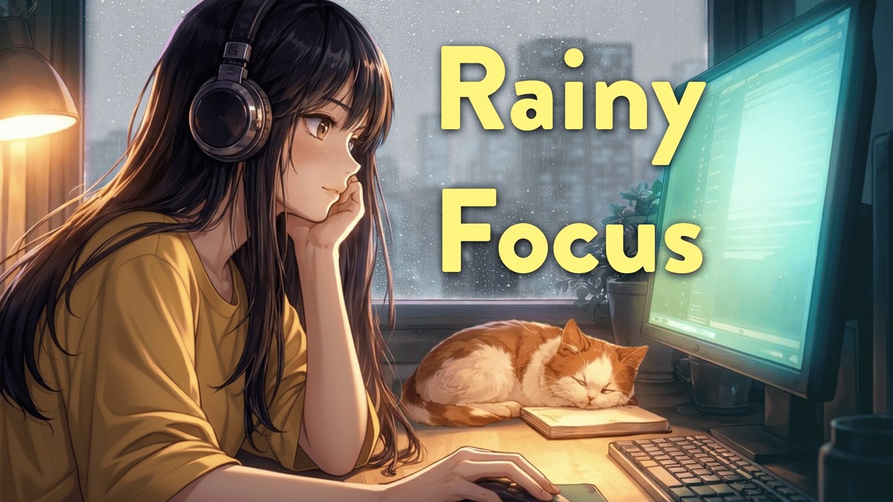 Rainy Lofi Aesthetic | Cat Sleeping Beside You - Focus & Relax