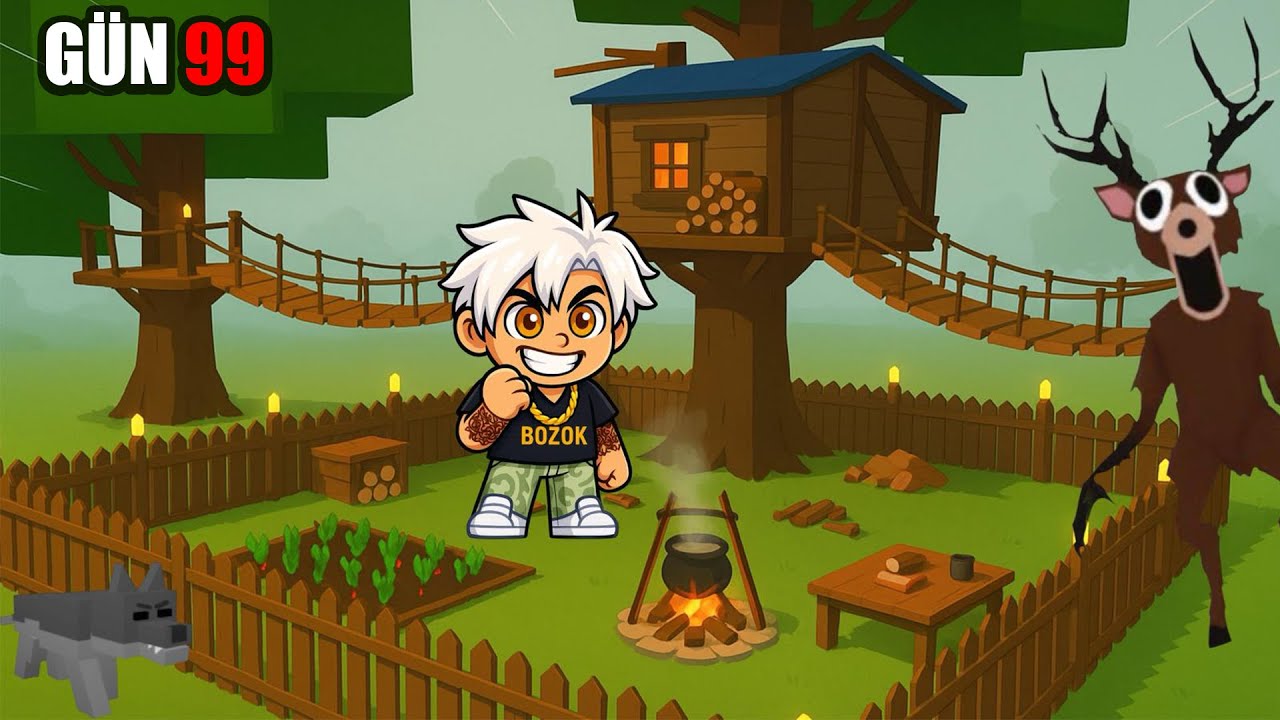 ORMANDA AĞA&Ccedil; EV İnşa ETTİM 😱 264 GECE HAYATTA KALDIM 😎 ROBLOX 99 NIGHTS IN FOREST 🌲