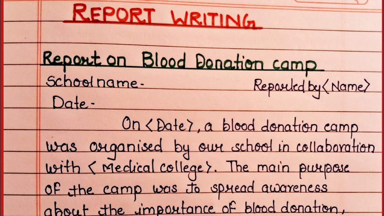 Report writing on Blood Donation camp organised in school| report writing @readingclub7339 