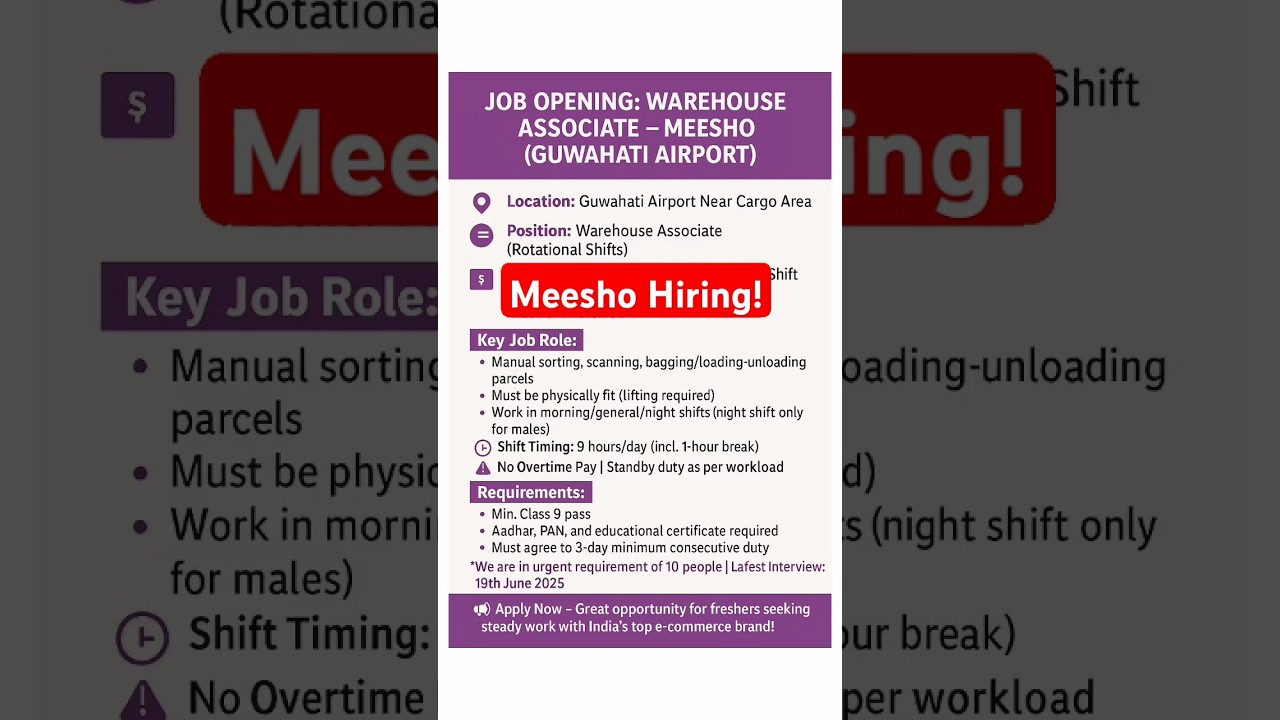 Work with India's Top E-commerce Brand | Warehouse Jobs Open | Night Shift + Allowance #shor
