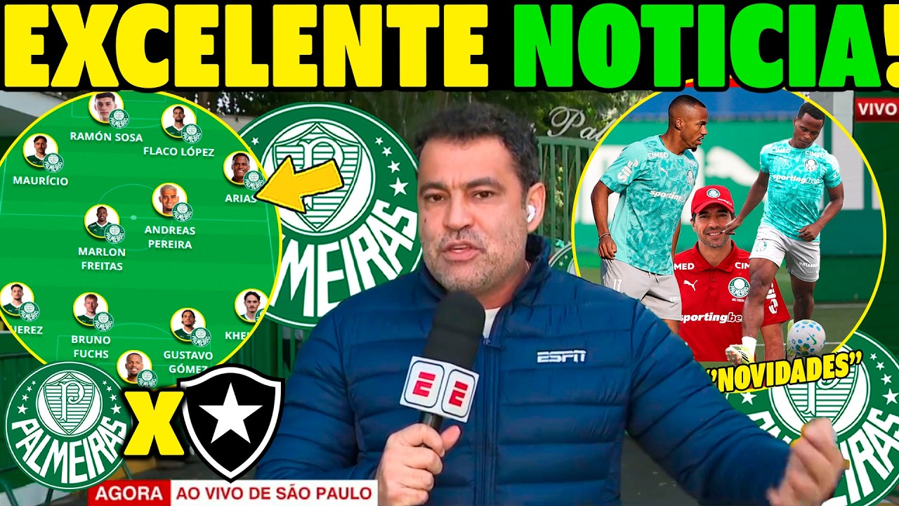 AGORAA!! MANHÃ DE EXCELENTE NOTICIAS DO PALMEIRAS! NOVIDADES NA ESCALAÇÃO DO PALMEIRAS X BOTAFOGO!