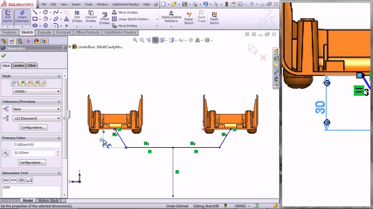 Creating Runners in SolidWorks Plastics