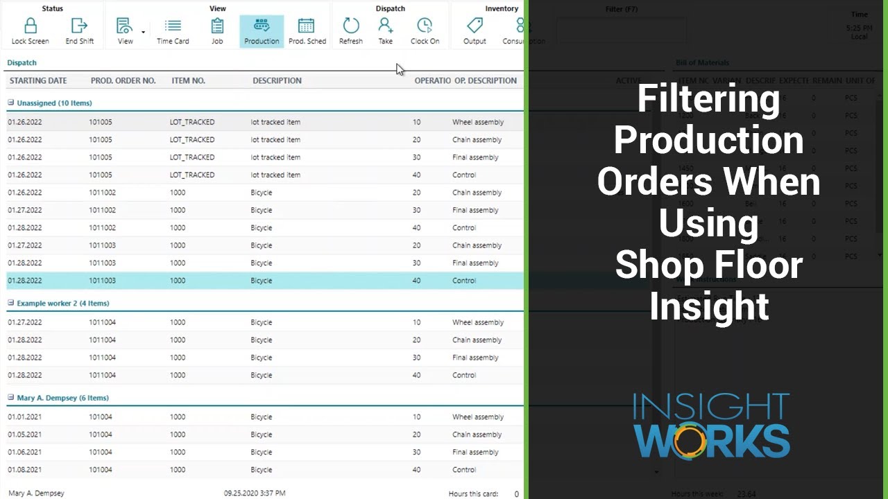 Filtering Production Orders