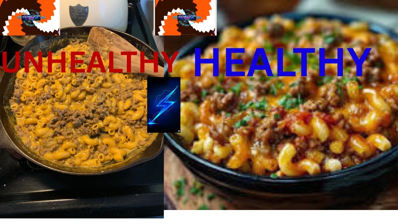 Making my heathy twist on hamburger helper 