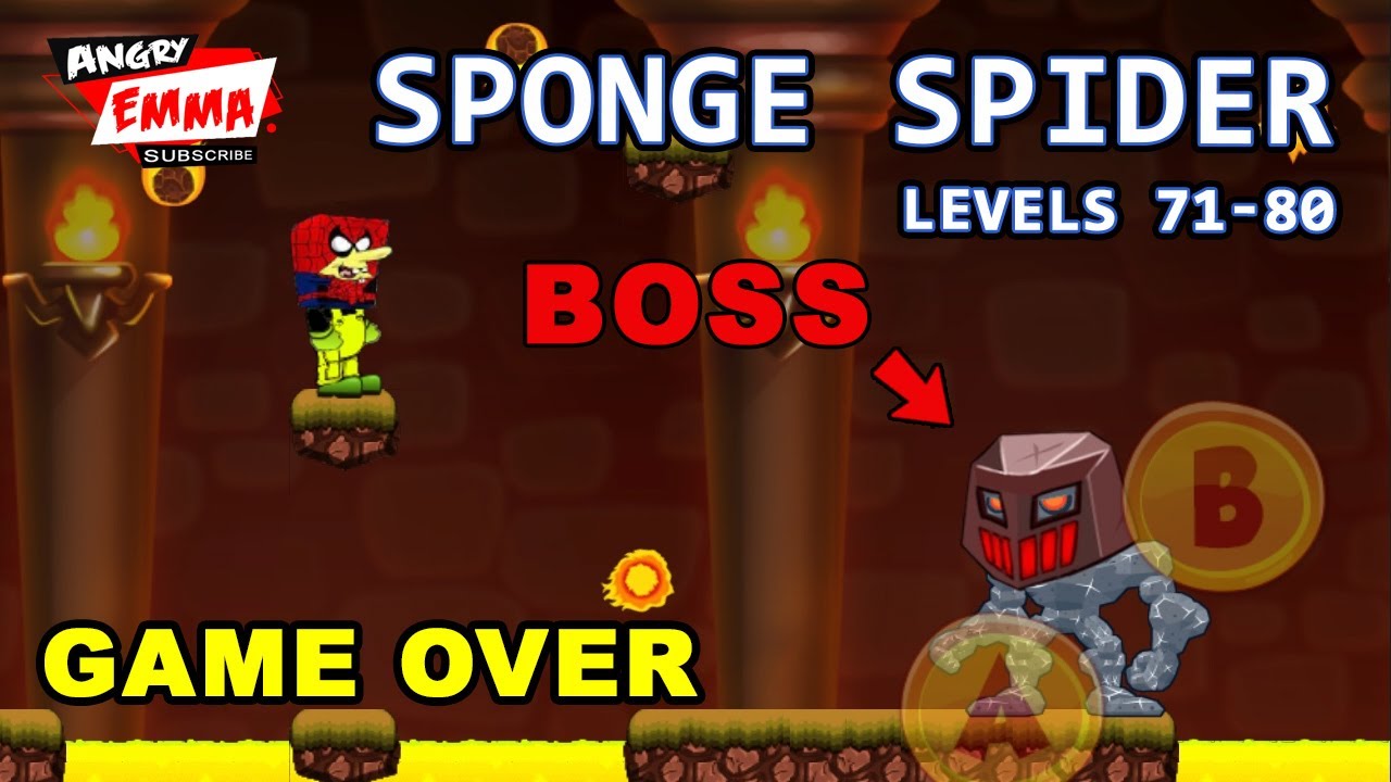 Sponge Spider GAME OVER - Levels 71-80 + BOSS (Android Gameplay)