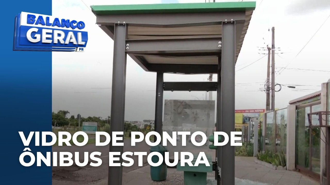 Mulher que estava em ponto de ônibus leva susto após vidros estourarem