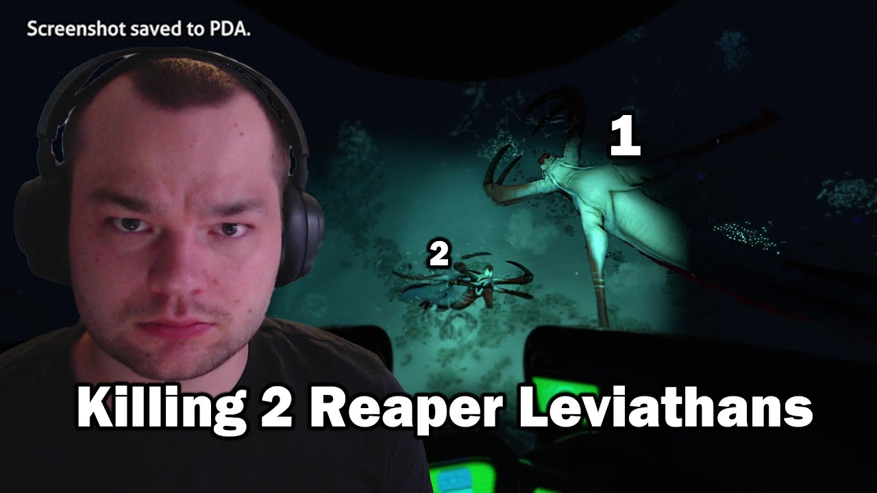 Killing 2 Reaper Leviathans at the same time in Subnautica with thermoblade and statis rifle