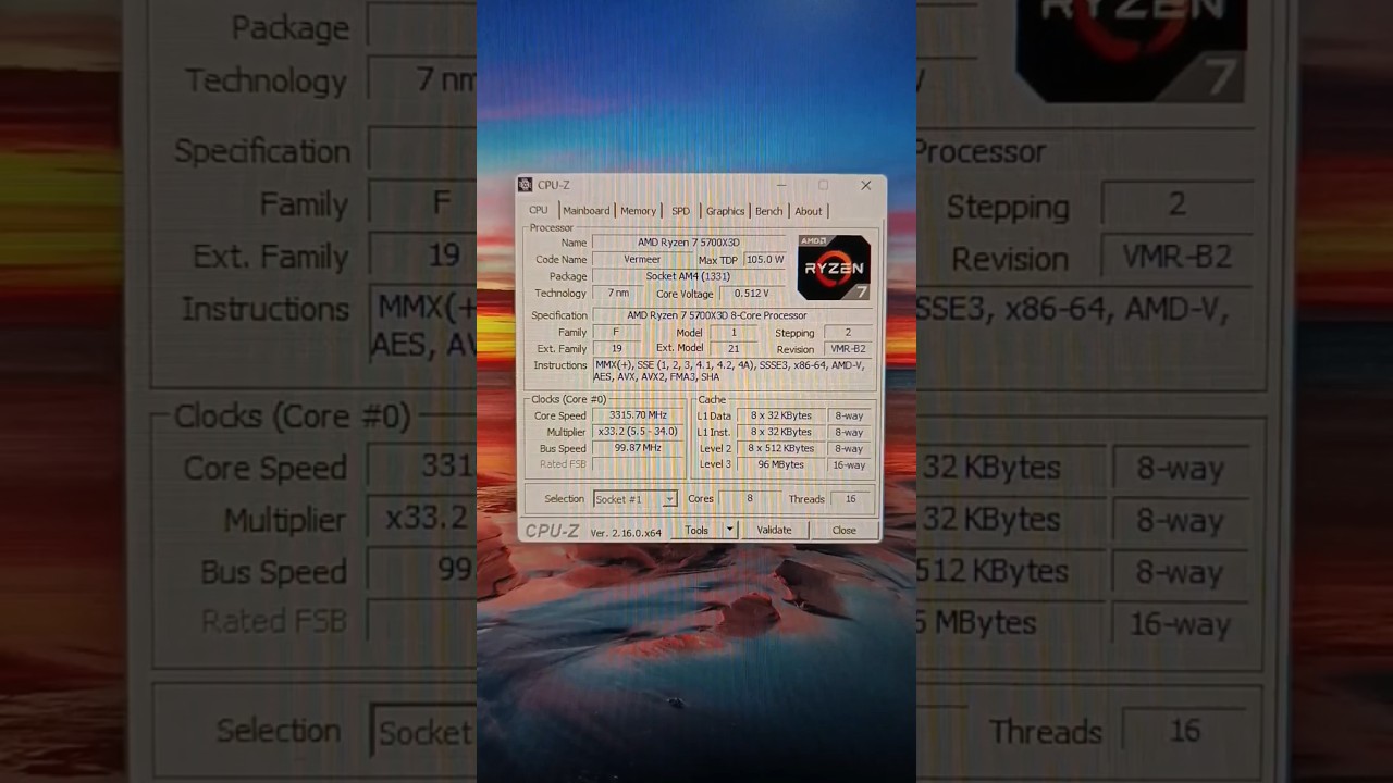 Ryzen 7 5700X3D Bench CPU-Z