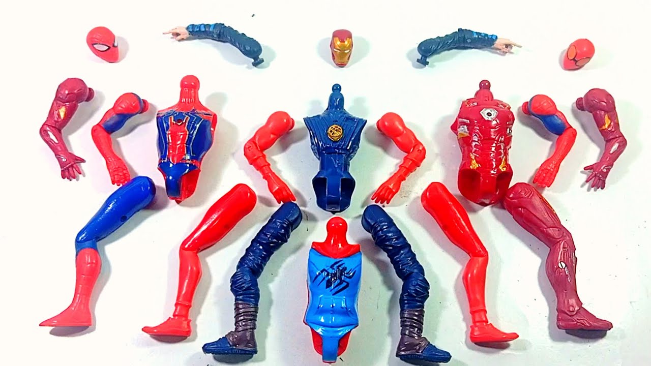 ASSEMBLE SUPERHERO TOYS.. DR STRANGERS vs SPIDERMAN vs SPIDER HODHI vs IRONMAN.. 