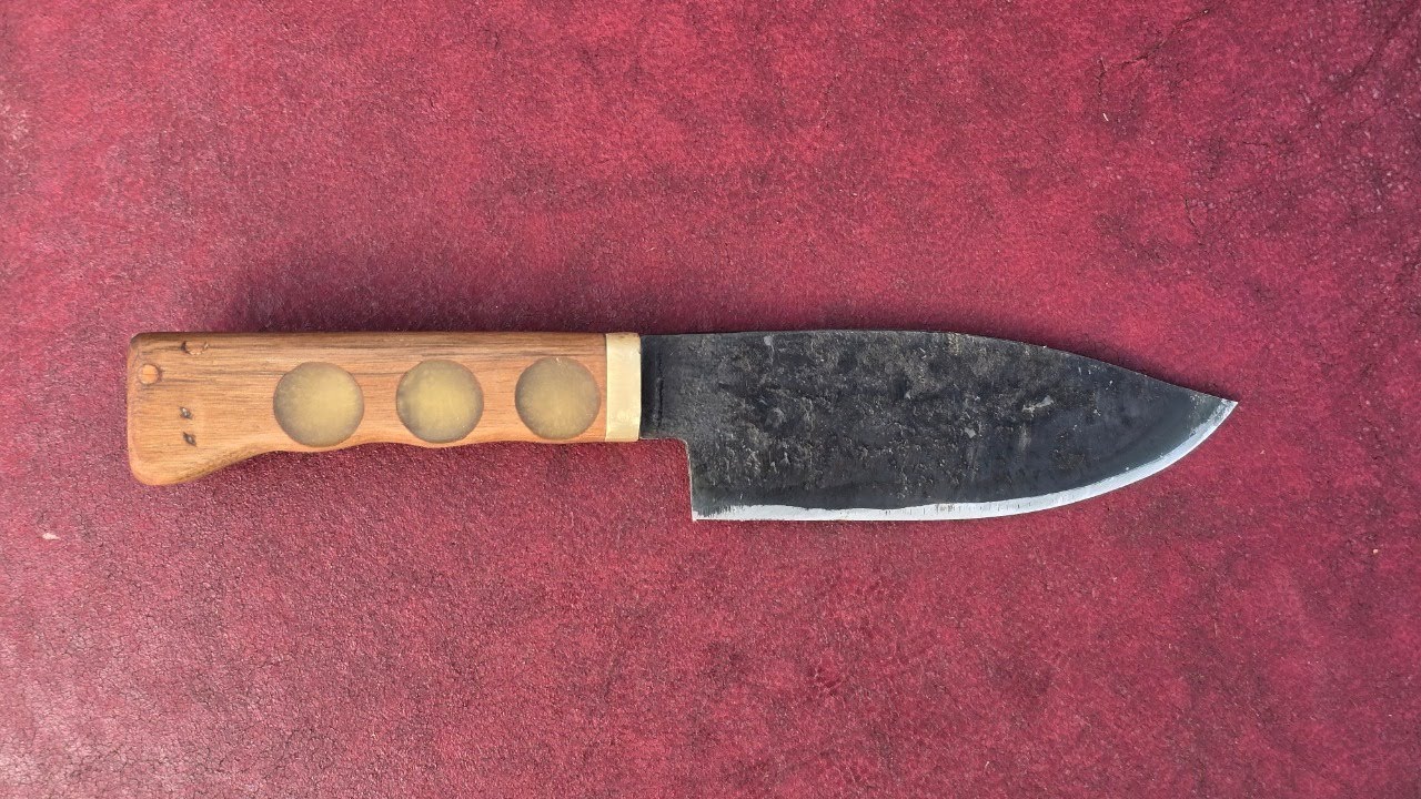 Making Hunting Knife with wood and resin handle