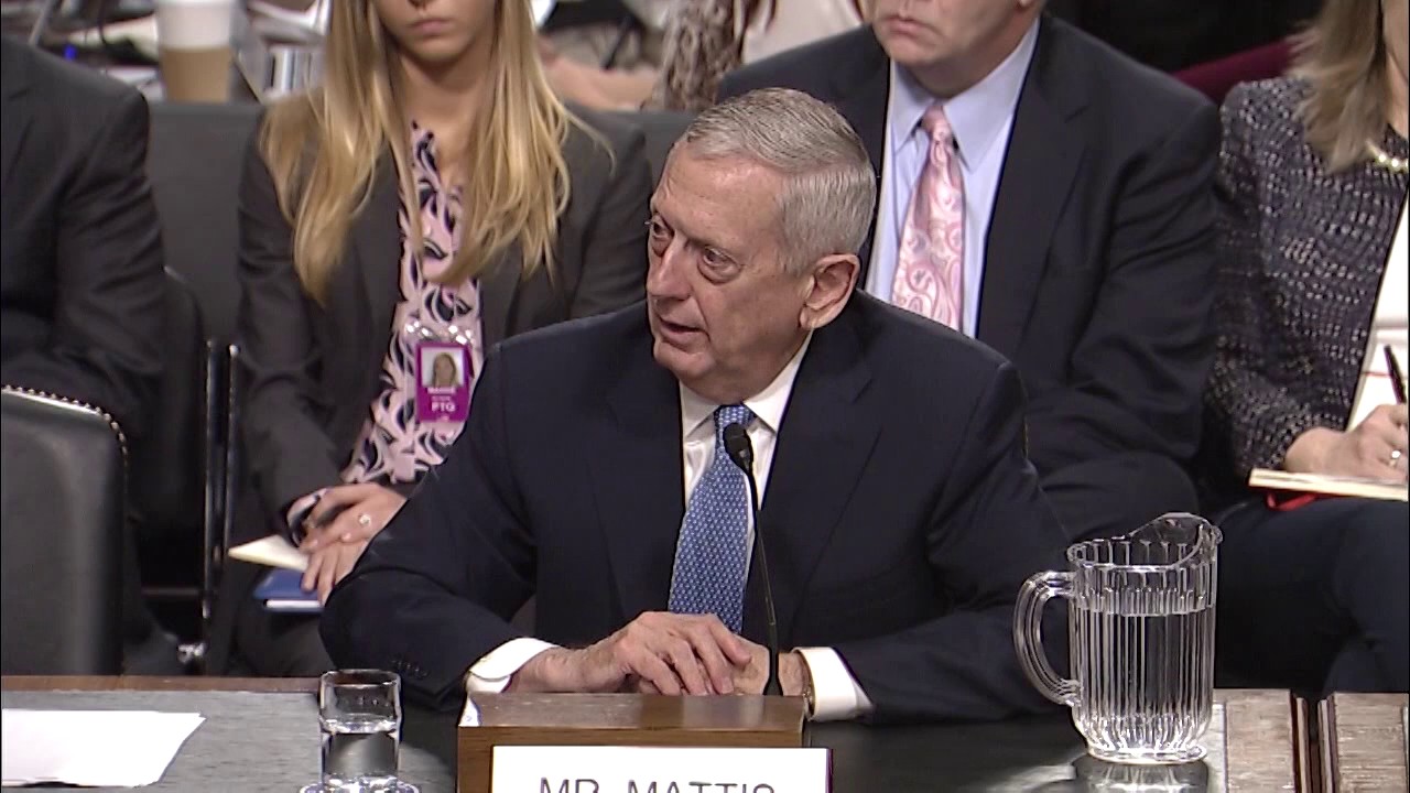 Senator King Questions Secretary of Defense Nominee Mattis in Armed Services Hearing