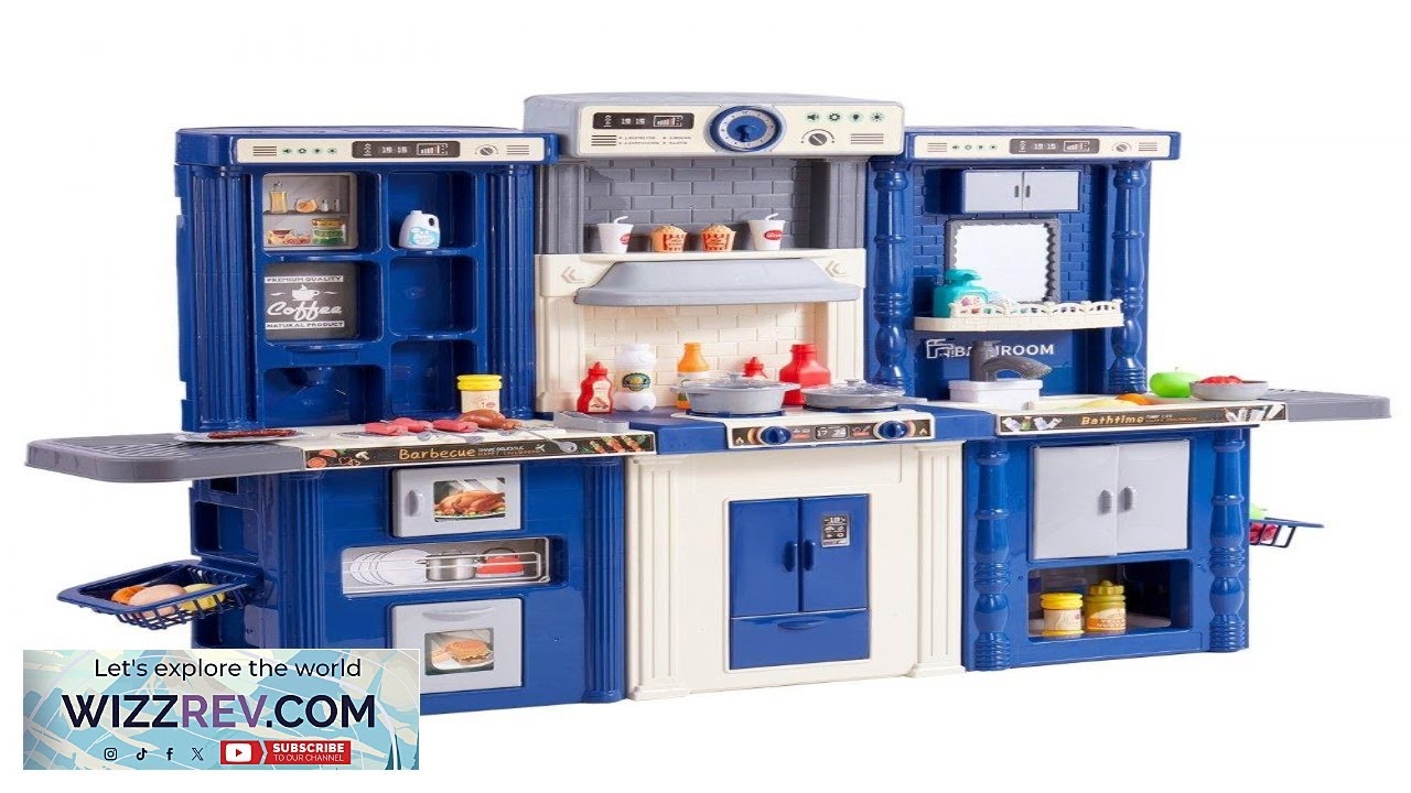 VEVOR Kids Kitchen Playset 3 in 1 Toddler Kitchen with Simulated Spray Sounds