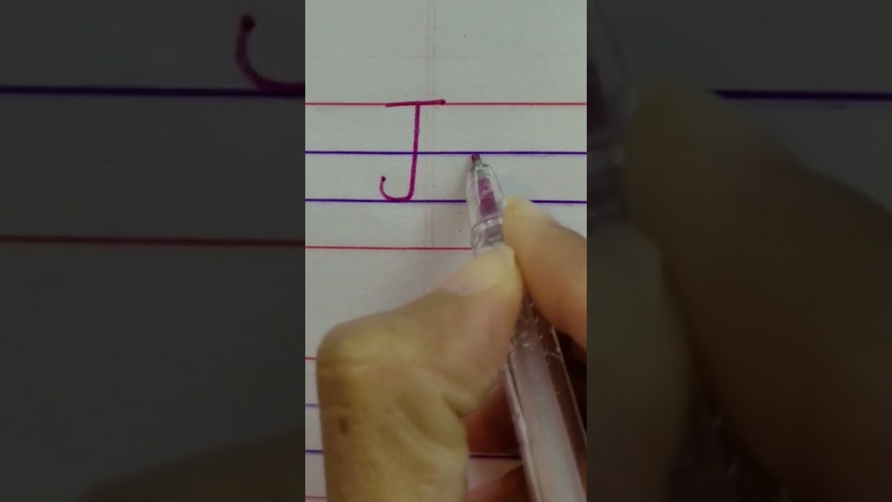 How to write in 4-line English notebook..write letter 'J' capital and small