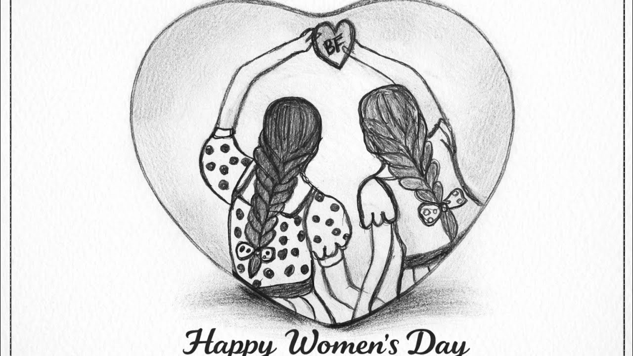 ✨BFF Pencil Drawing | Women’s Day Special Art ✨ #howtodraw #pencildrawing #womensday #drawing 