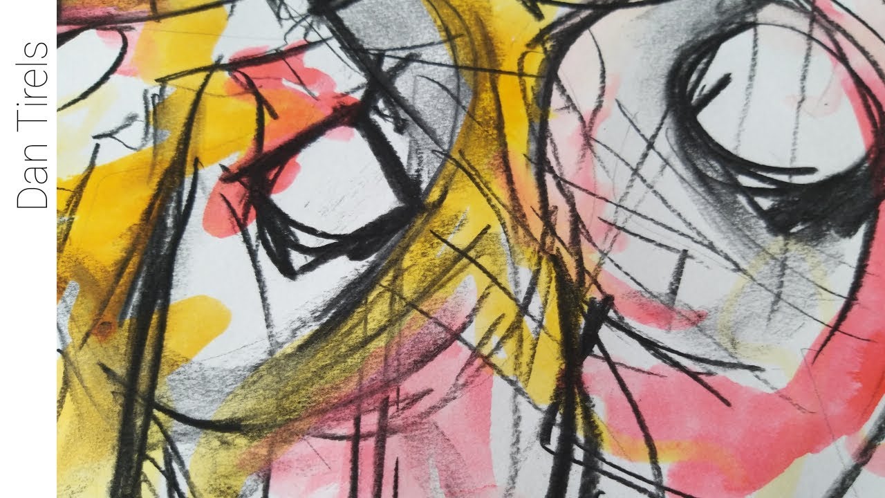 5 minute demo : Abstract Sketching techniques with ink and charcoal