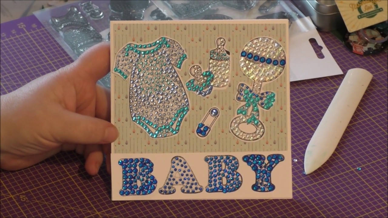 Diamond Painting - Baby Karte mit ganz viel Strass - Crystal Art Stamps