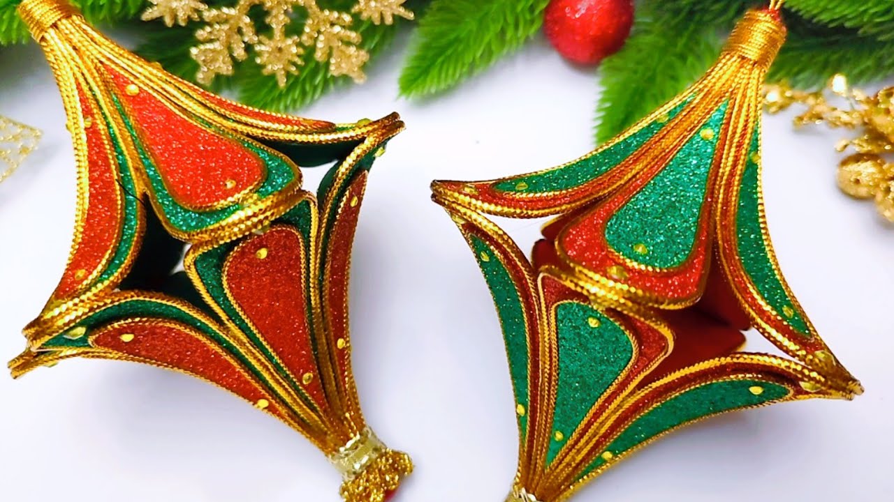 🎄✨DIY Glitter foam Christmas ornaments.