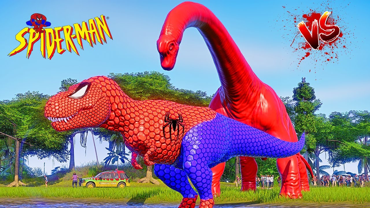 Superhero Dinosaurs, Winged Spiderman I-Rex vs Spider-Man T-Rex, T-Rex vs Spinosaurus