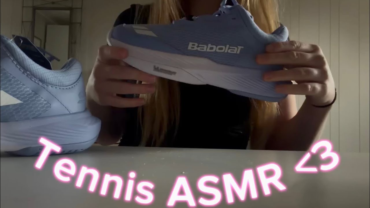 Random girl tells you about her tennis stuff ASMR (tapping, whispering, slight mouf sounds)