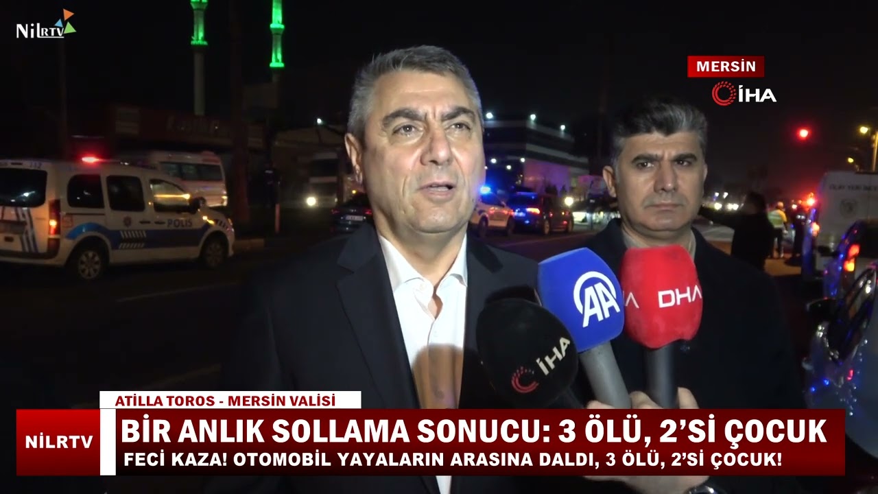 Mersin'de korkunç kaza: Araç yayalara çarptı, 3 ölü 3 yaralı #trafikkazasi