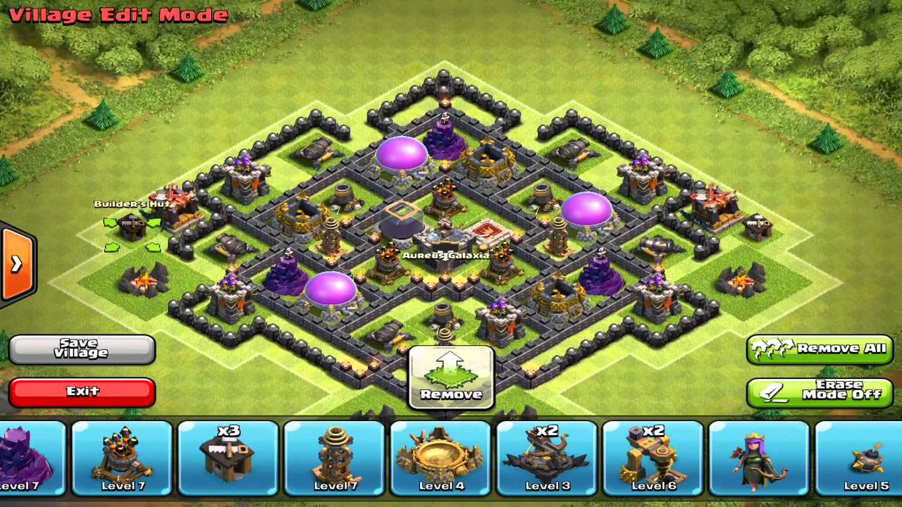 Clash of Clans - BEST Townhall 8 Anti-Air Farming Base w/ Centralized Hero - 2014