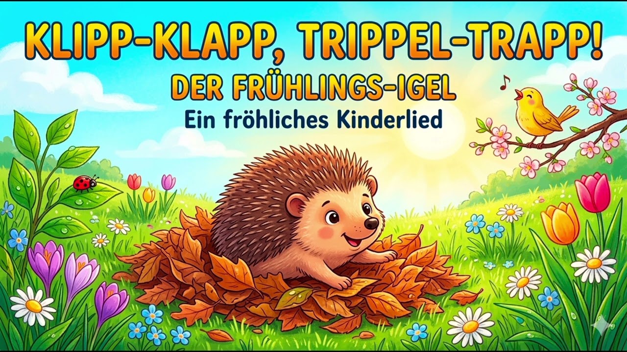 Kleiner Igel im Laubhaufen 🍃 Frühlingsanfang im Garten (Kinderlied)