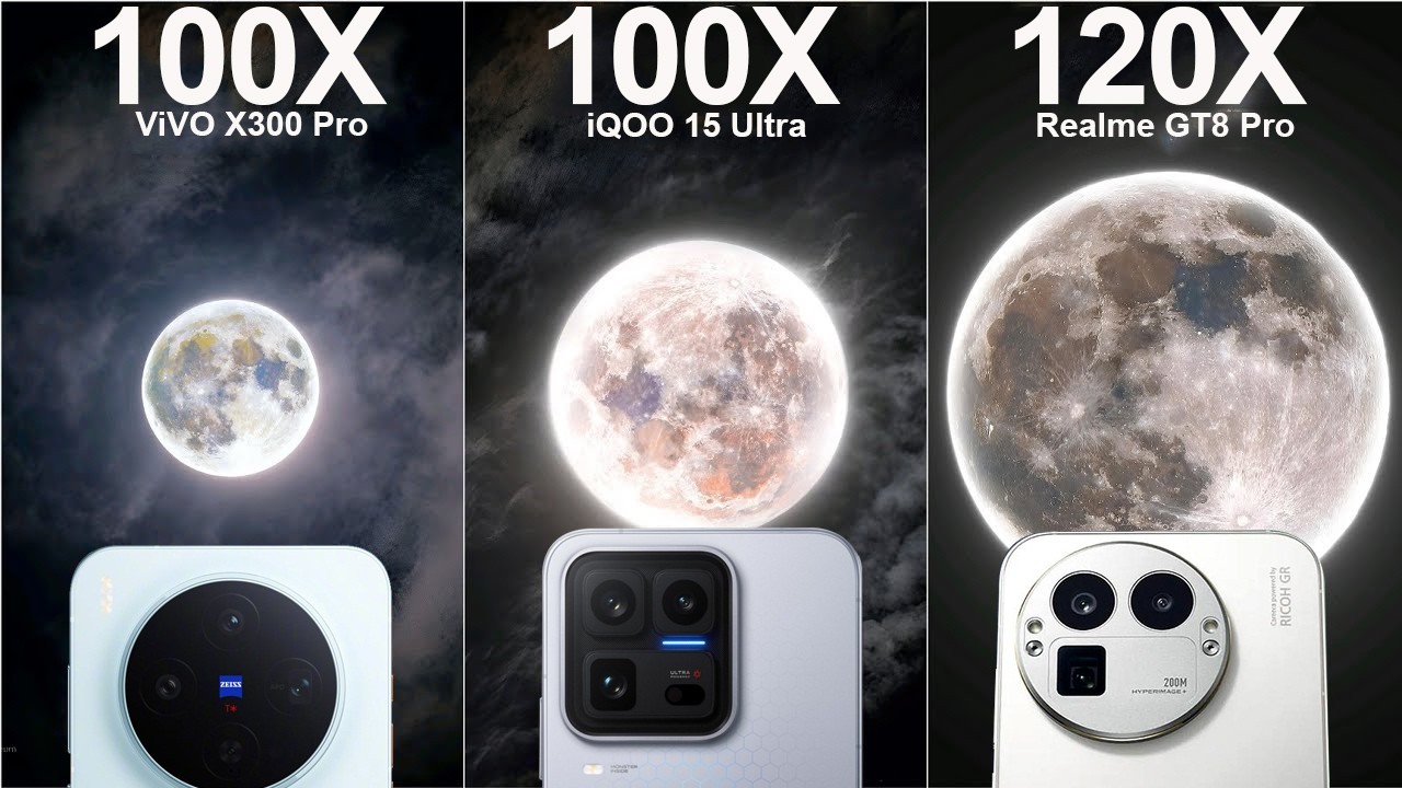 iQOO 15 Ultra vs Realme GT8 Pro vs ViVO X300 Pro Live Zoom Camera Test Comparison