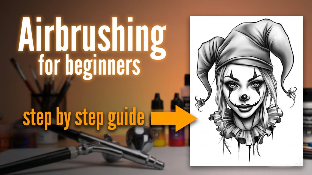 Airbrushing for beginners Clown girl step by step
