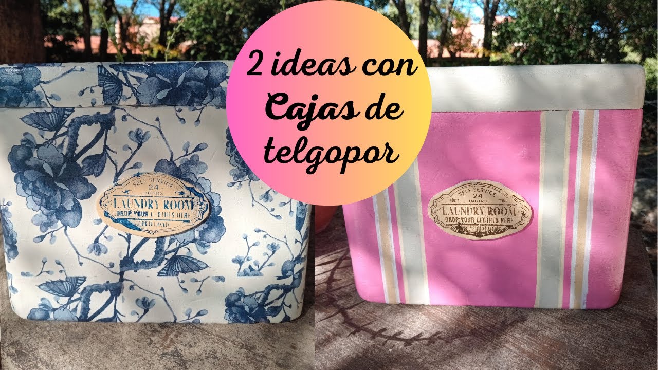 DIY DECORAMOS CAJAS DE TELGOPOR (PARA CONSERVADORAS)🍱🍺🥤🍍🍎🍉🌲🌳
