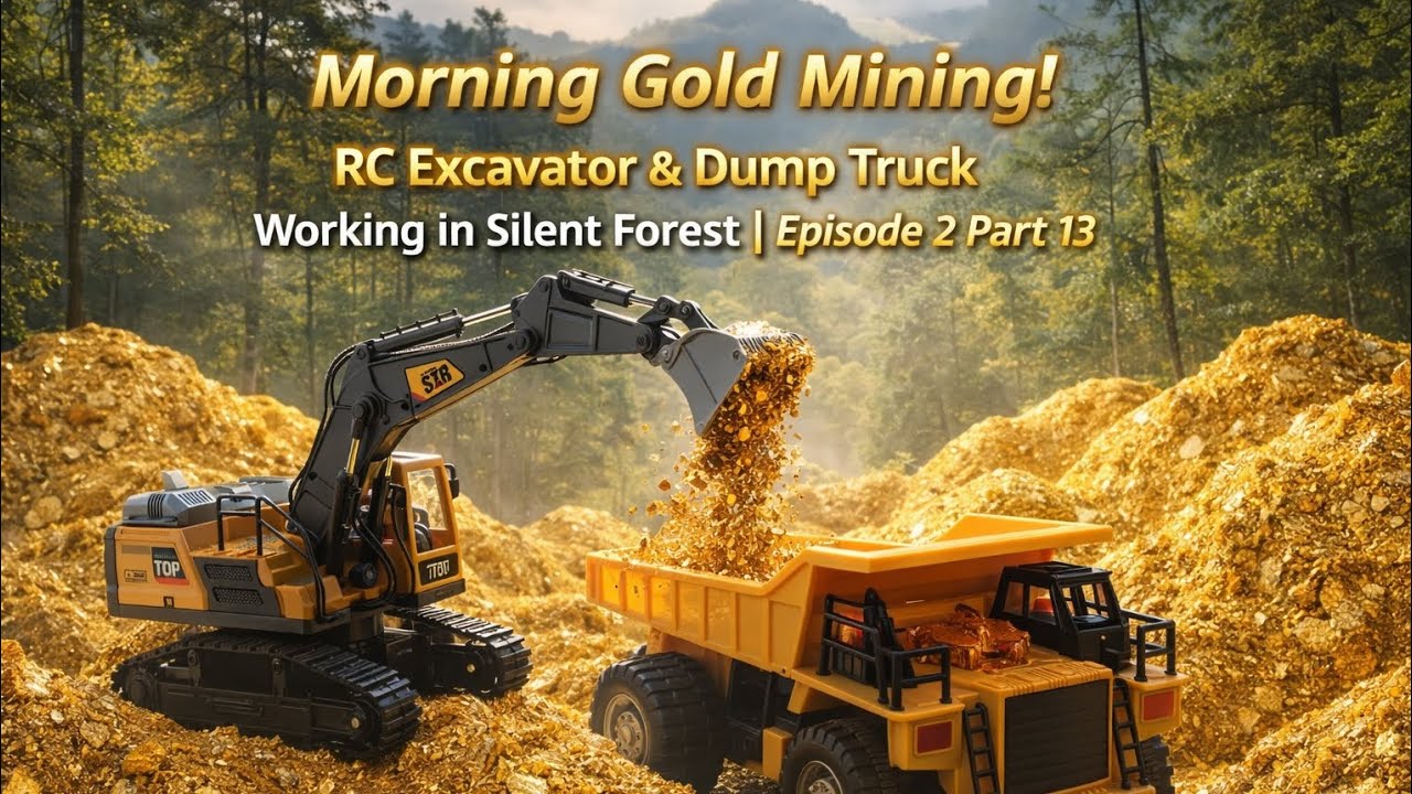 Morning Gold Mining! RC Excavator & Dump Truck Working in Silent Forest | Episode 2 Part 13
