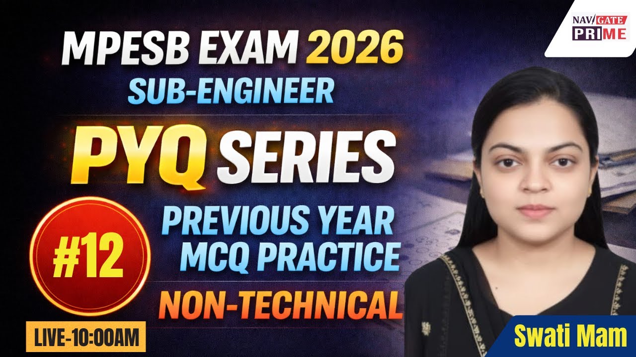 MPESB Sub Engineer 2026 PYQ Series | Non-Technical MCQ Practice Set-12#MPESBEXAM #SUBENGINEER